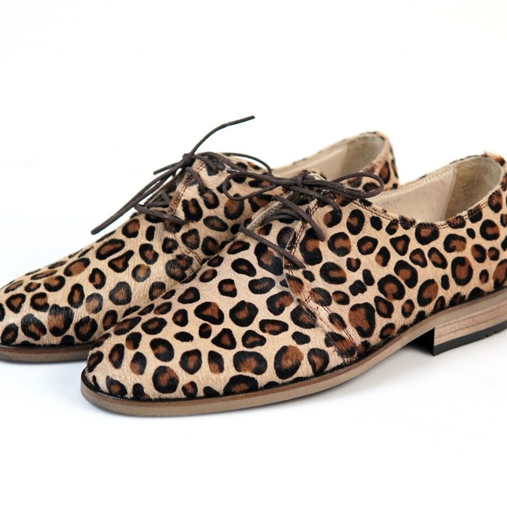 Leopard Print Women's Lace-Up Shoes